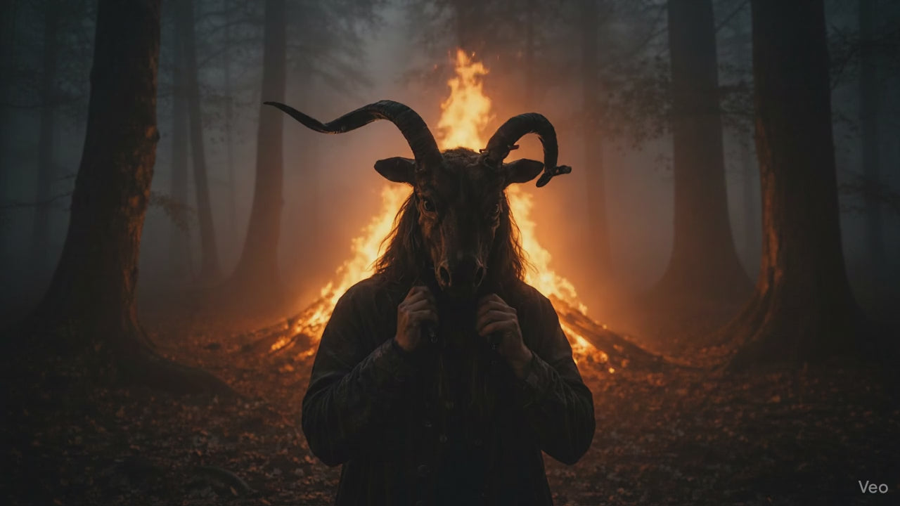 Akerbeltz pertsonaia suaren aurrean.